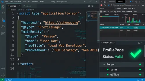 Schema markup implementation screenshot 